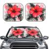 Car Windshield Sun Shade Cover Red Hibiscus Automotive Windshield Sunshades for Front Window 2 Pcs Foldable Sun Blocker for Car Truck SUV view 2