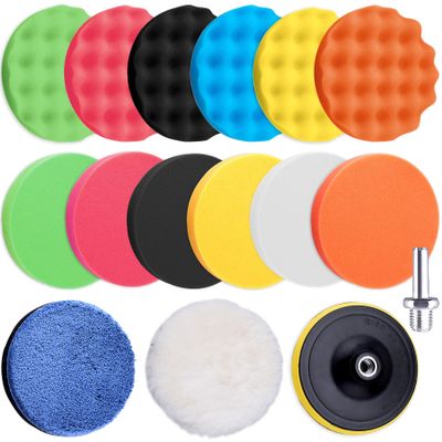 SIQUK 16 Pieces Buffing Pads 5 Inch Car Polishing Pad Kit Foam Polish Pads