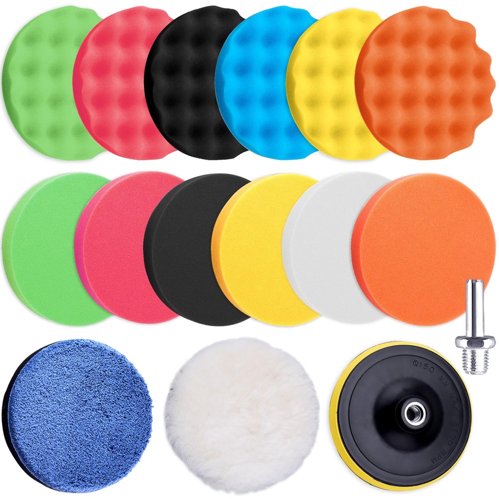 SIQUK 16 Pieces Buffing Pads 5 Inch Car Polishing Pad Kit Foam Polish Pads
