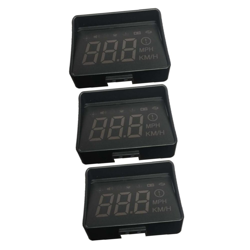 HOMSFOU 3pcs Vehicle Speedometer Display Over Alarm and Windshield Projection for Cars Automatic Brightness Easy Installation Compatible Vehicles