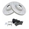 Replacement Brake Pads and Coated Rotors Set - Front - with Drilled Slotted Rotors and Ceramic Posi-Quiet Brake Pads - fits 2003-2010 Porsche Cayenne (V8; 4.5L, V8; 4.8L) view 1