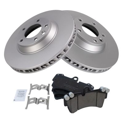 Replacement Brake Pads and Coated Rotors Set - Front - with Ceramic Posi-Quiet Pads - fits 2003-2010 Porsche Cayenne