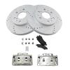 Brake Pads and Coated Rotors Set - Front - with Drilled Slotted Rotors and Semi-Metallic All-Weather Brake Pads - Compatible with 2008-2013 Cadillac Escalade EXT view 1