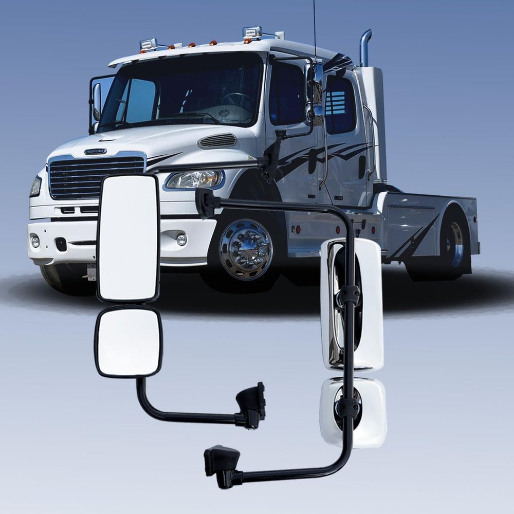 Door Mirror Assembly for Freightliner M2, Door Mirror with Arm Fit for Freightliner M2 2004-2016 Truck (Chrome (Silver), Left)