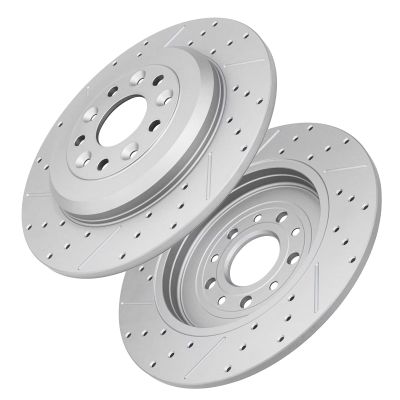 FRaxle Drilled & Slotted Rear Brake Rotors, Disc Brake Rotor, for Ford Taurus/Taurus X/Five Hundred/Freestyle/Edge/Explorer/Flex, for Lincoln MKS/MKX/MKT, for Mercury Sable/Montego
