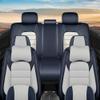 Leather Seat Covers for Jeep Grand Cherokee 2006-2024,Luxury Car Seat Covers Full Set,Waterproof Seat Protectors Auto Seat Covers,Breathable Nonslip Soft Interior Cover Seats for Cars(Blue and White) view 2