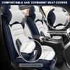 Leather Seat Covers for Jeep Grand Cherokee 2006-2024,Luxury Car Seat Covers Full Set,Waterproof Seat Protectors Auto Seat Covers,Breathable Nonslip Soft Interior Cover Seats for Cars(Blue and White) view 3