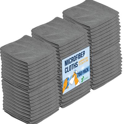 GREEN LIFESTYLE Chamois Cloth, Microfiber Cleaning Cloth 750 Pack, Borderless Towels Cleaning, Car Microfiber Towel, Drying Car Wash Towels (11.5" x 11.5", Grey)