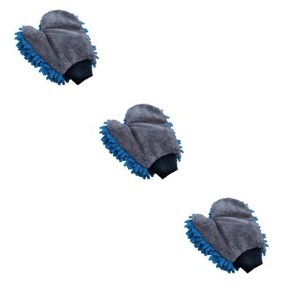 Mobestech 3pcs Chenille Car Wash Duster Mitt Scratch Lint Cleaning Gloves for Cars Trucks and Rvs Quick Dusting and Dust Capture