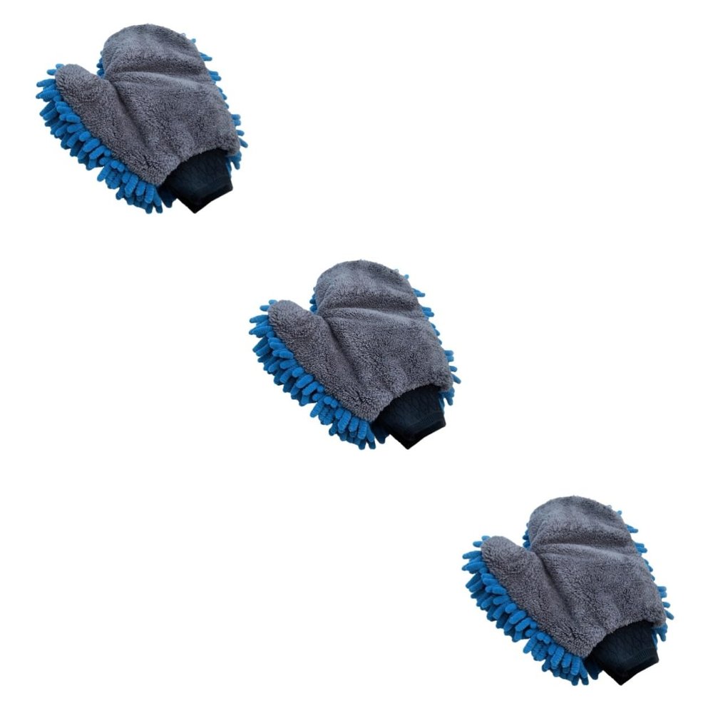 Mobestech 3pcs Chenille Car Wash Duster Mitt Scratch Lint Cleaning Gloves for Cars Trucks and Rvs Quick Dusting and Dust Capture