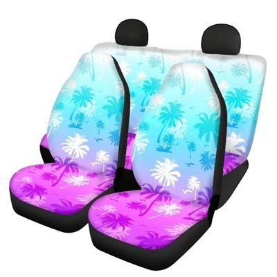 Pinupub Blue Pink Coconut Palm Print Car Seat Covers Set of 3pcs,Fashion Universal Auto Interior Accessories,Front Seat Protector with Rear Bench Seat Cushion for Most Cars