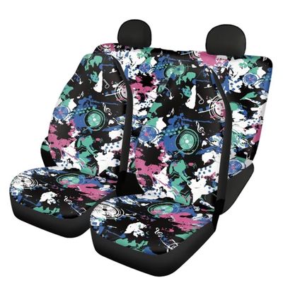 Pinupub Colorful Tie Dye Print Car Accessories Seat Protector Soft Breathable Auto Front Seat Covers with Rear Bench Full Set of 3pcs Car Seat Covers