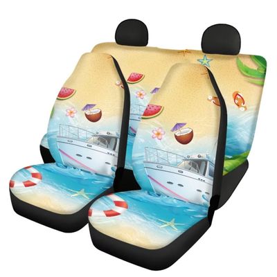 Pinupub Beach Print Car Seat Cover Full Set,Auto Front Seat Covers with Back Bench Bucket Protector,Fashion Automotive Interior Accessories