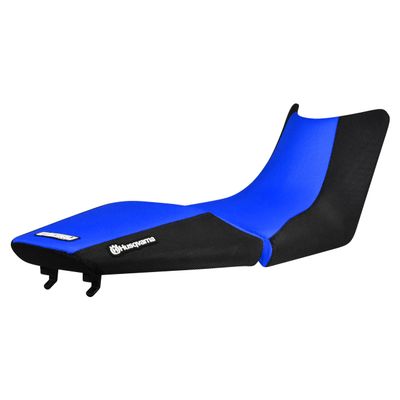 Enjoy Mfg Seat Cover - Compatible with Husqvarna 2023-2024 Norden 901#385 (Black Sides Standard) (Black/KTM Blue Standard)