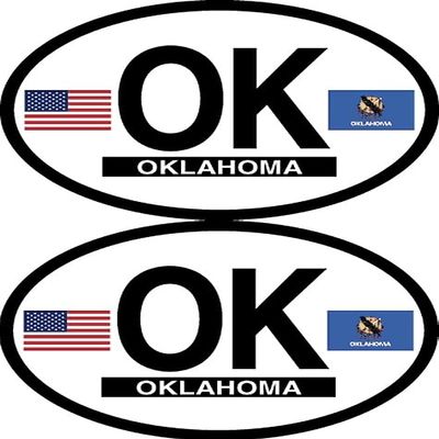 Pack of Two Oklahoam Oval Decal Stickers, 3.5"x 4.75" Flag-It Brand State Waterproof Industrial Strength Vinyl Stickers Decals for Cars, Trucks, RV, SUVs & Boats (Oklahoma)