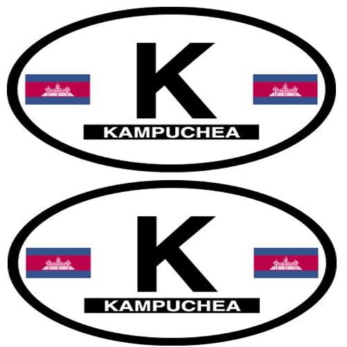 World Flags Direct Pack of Two Flag-It Brand International Country Oval Decal Stickers, 3.5""x 4.75"" Waterproof Vinyl Stickers Decals for Cars, Trucks, RV, SUVs & Boats, 100+ Designs (Cambodia)