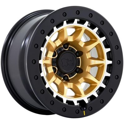 Black Rhino Hard Alloys TUSK 17X8.5 5X5.0 4.36-10mm MATTE GOLD W/MACHINED RING - BR016GD17855010N