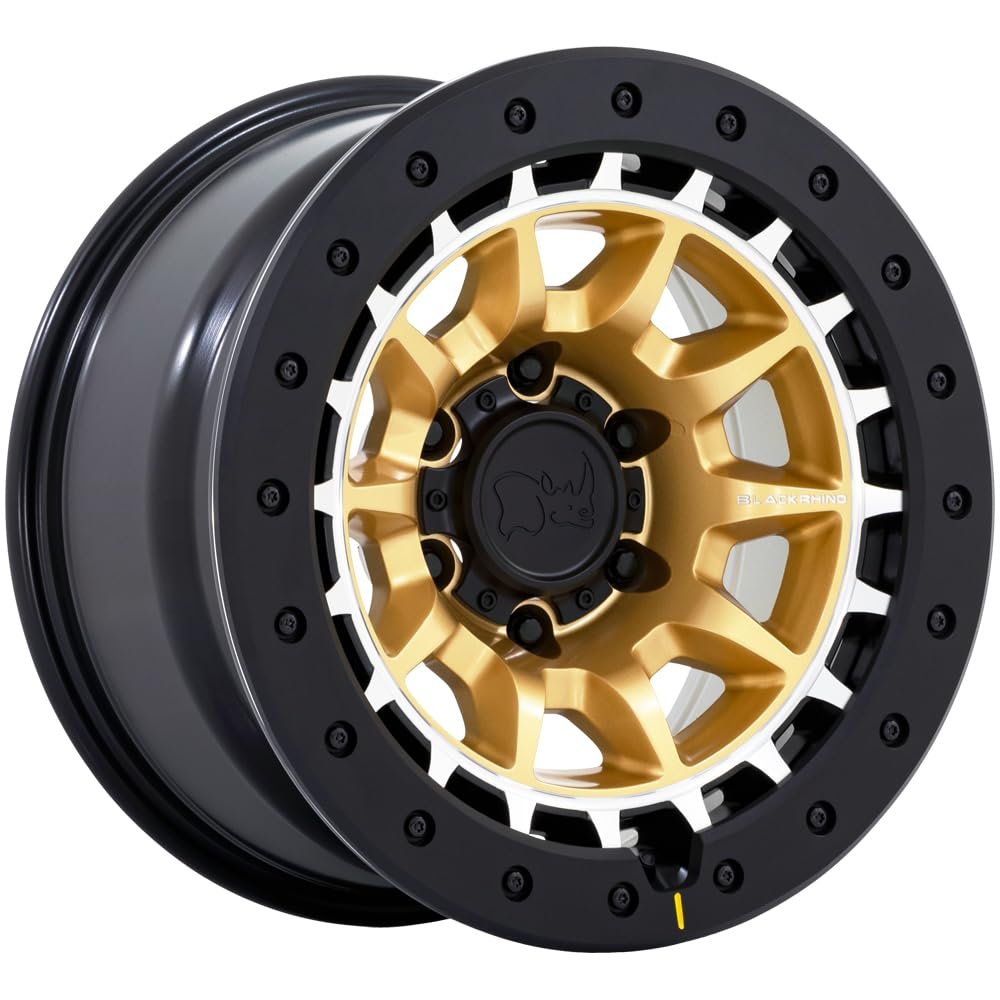 Black Rhino Hard Alloys TUSK 17X8.5 5X5.0 4.36-10mm MATTE GOLD W/MACHINED RING - BR016GD17855010N