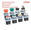 KKFAUS Button Switch self Reset XB2 Small Mushroom Head Emergency Stop 22mm knob Key Start inching Power on XB2-BS542 XB2-BA31 XB2-BA42 (Color : XB2-BA51 Yellow) view 2