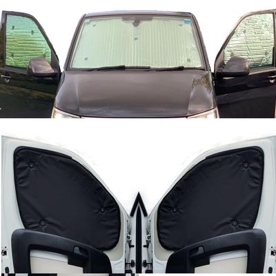 Thermal Blinds Compatible with Opel Vivaro (Years 2015-2019) (Full Set SWB + Tailgate) with Backing Colour in Black, Reversible