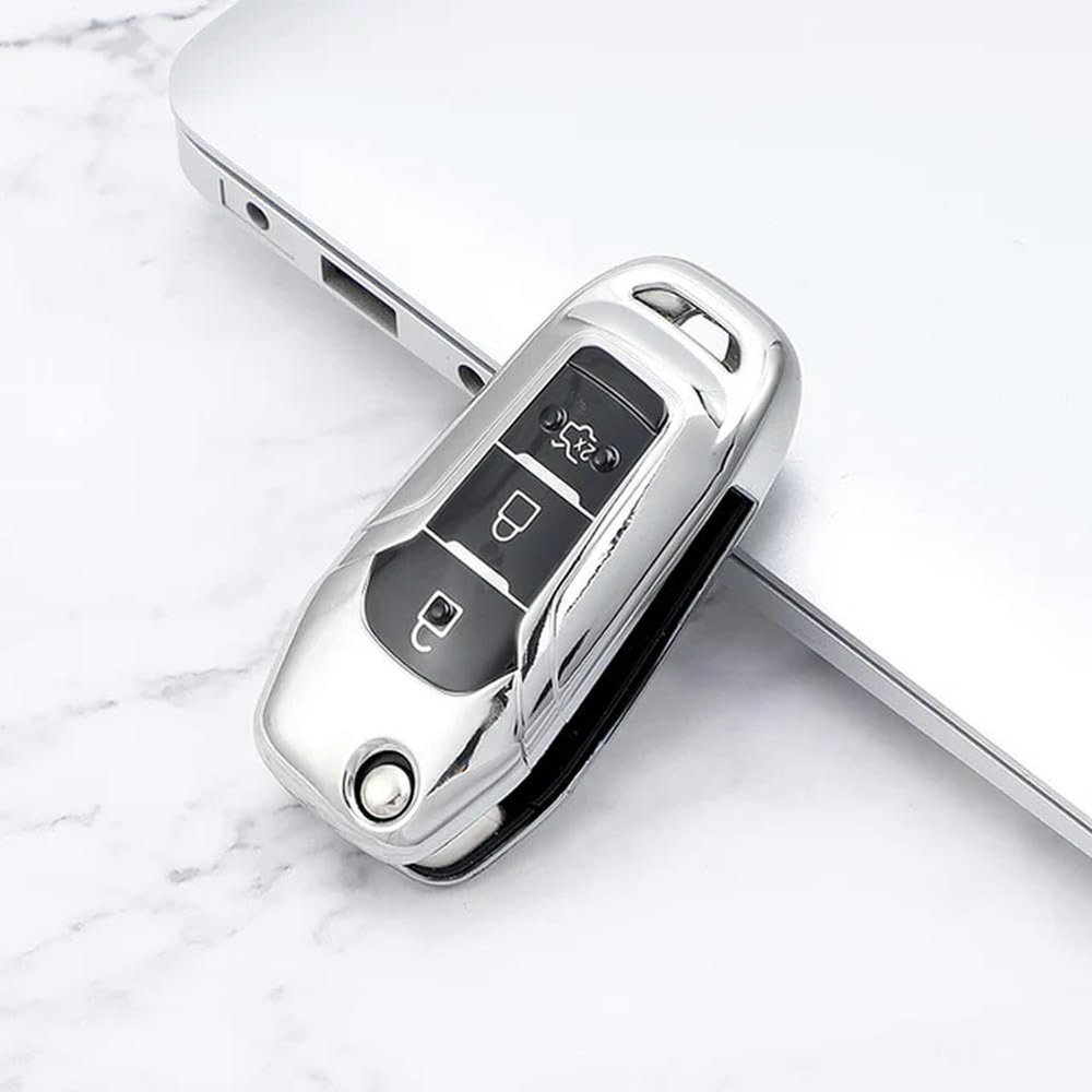 ModeXo TPU Car Folding Key Case Shell Bag Cover Keychain Key Protector for Ford Fusion Fiesta Escort Mondeo Everest Ranger S-Max Kuga 2