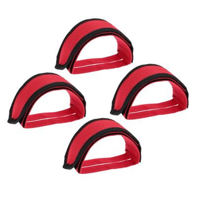 HANABASS 2pairs Bike Pedal Straps Durable Anti-Slip Toe Clips for Mountain and Road Biking Secure Foot Fastening for and Exercise Bikes Red Set