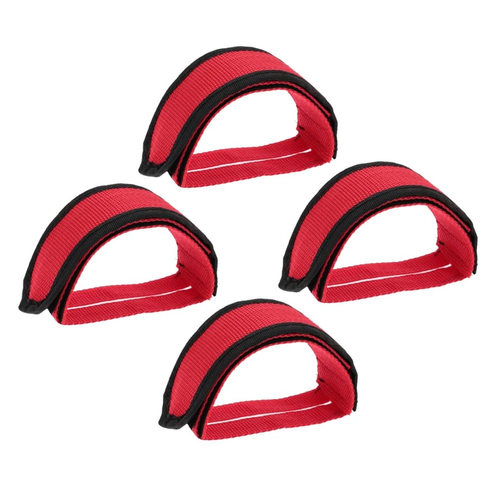 HANABASS 2pairs Bike Pedal Straps Durable Anti-Slip Toe Clips for Mountain and Road Biking Secure Foot Fastening for and Exercise Bikes Red Set