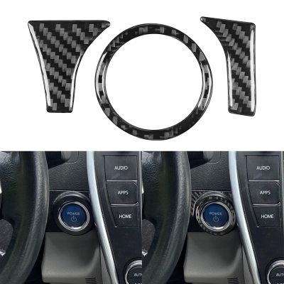 Real Premium 3K Carbon Fiber Ignition Ring Decoration Sticker Push Start Button Trim Panel Cover Decals Compatible with Toyota Camry 2015 2016 2017 Accessories 3PCS