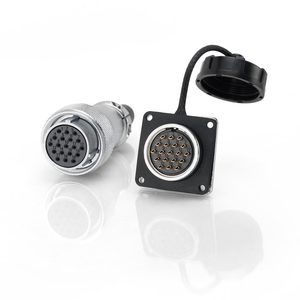 ZBLZGP Weipu WS24 19-Pin Aviation Circular Connector, 5A 18AWG High Voltage Power, Bulkhead Panel Mount Male Socket & Female Plug, for LED Lighting Automotive Industrial Use