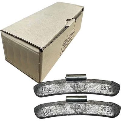 I7-Style Uncoated Lead Clip-On Wheel Weights for Medium and Heavy Duty Trucks with Steel Rims (10 oz - 5 Pack)