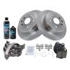 TRQ Rear Brake Pad & Rotor Kit with Chemical Kit Parking Brake Shoe Set view 2