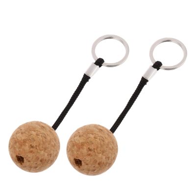 HANABASS 2pcs Floating Ball Key Chain Water-resistant Cork Keyring for Boating Canoe