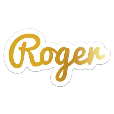 MotorCart Basics Roger Name Sticker - Vinyl Waterproof Decal for Car, Laptop, Wall, Window, Book Case, Water Bottle, Bumper Sticker Size - 3'' Longer Side