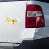 MotorCart Basics Roger Name Sticker - Vinyl Waterproof Decal for Car, Laptop, Wall, Window, Book Case, Water Bottle, Bumper Sticker Size - 3'' Longer Side view 2