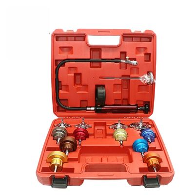 Coolant Pressure Tester kit 14PCS Automotive Radiator Pressure Tester Kit Car Leak Detector Tool Auto Cooling System Coolant Vacuum Purge Vacuum Type Cooling System Kit
