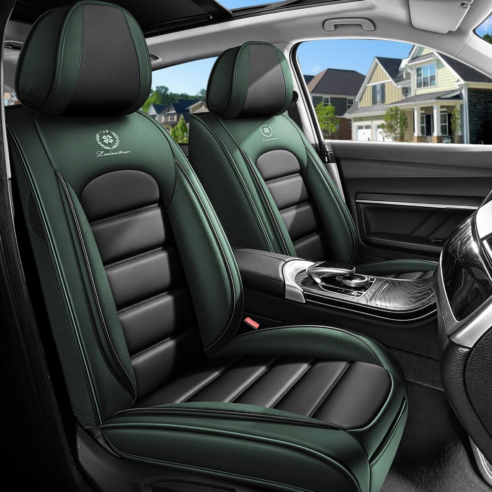 Front Seat Covers for Subaru XV Crosstrek Hybrid 2014-2015, Black-Green