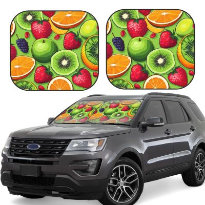 Various Fruits Print Car Windshield Sun Shade 2 PCS Foldable Automotive Front Window Sunshade Protector Universal Car Accessories for Cars Trucks SUV Large