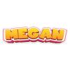 Cartoon Megan Name Sticker - Vinyl Waterproof Decal Quirky Gift Idea for Car, Laptop, Wall, Window, Book Cases, Gift Box, Smartphones, Water Bottle, Bumper Sticker Size - 5'' Longer Side view 1