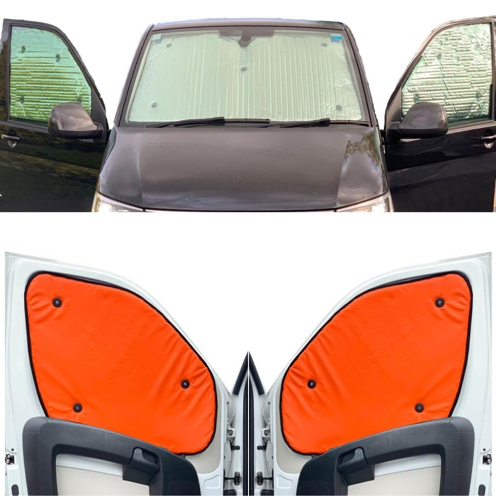 Window Blind Kit Compatible with Mercedes Vito (Years 2014-Date) (Full Set XLWB + Tailgate) with Backing Colour in Tango Orange, Reversible