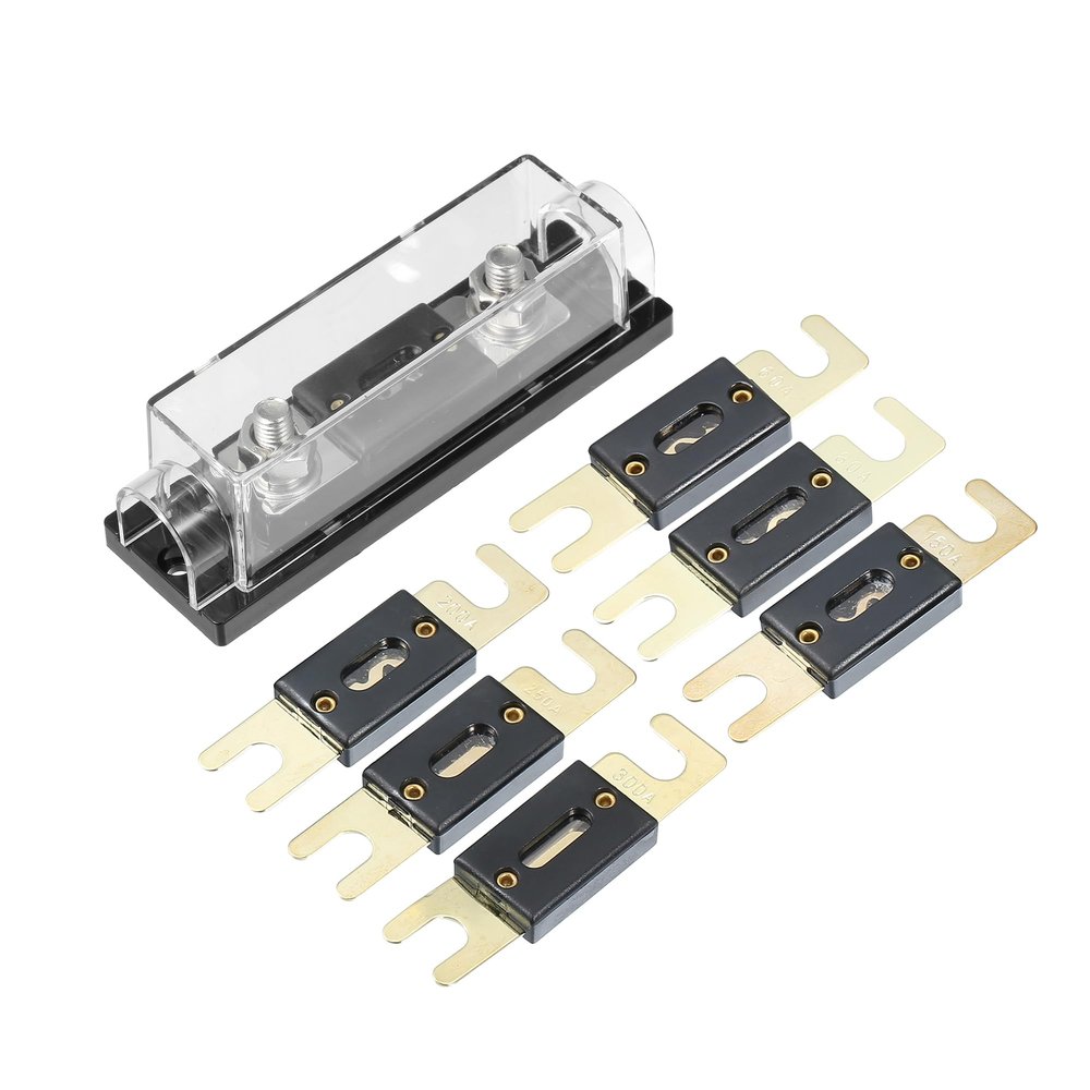 Hihaha 100A Fuse Inline ANL Fuse Holder Clear Fuse Block with Screws/Inner for Car Boat Truck/Durable Plastic Metal / 1 Set Gold Tone