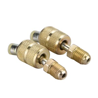 DAGIJIRD 2X Brass R410A Charging Vacuum Port Adapter 5/16 inch Female to 1/4 inch Male SAE Brass Quick Converter