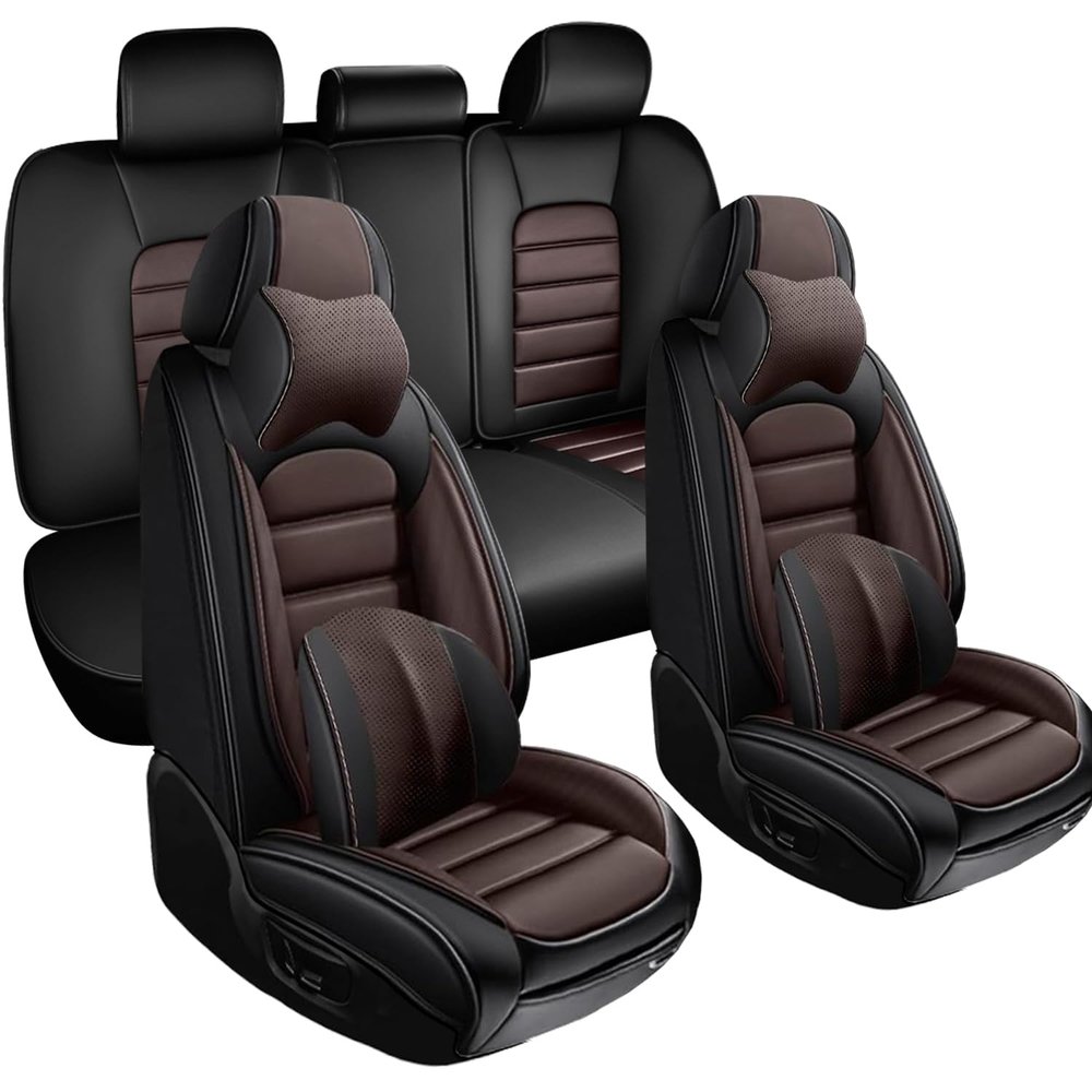 SOUIPA Leather Seat Covers for Honda CR-V 2015-2025 2026,Luxury Car Seat Covers Full Set,Waterproof Seat Protectors Auto Seat Covers,Breathable Nonslip Interior Cover Seats for Cars(Black and Coffee)