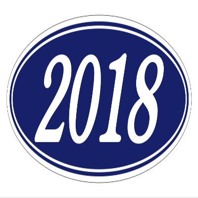 2018 Oval Year Model Stickers for Car Dealerships White on Navy Blue Vinyl Windshield Decals 14" 5-1/2" Weatherproof Removable Car Window Stickers Auto Lot Window Signs Pack of 24