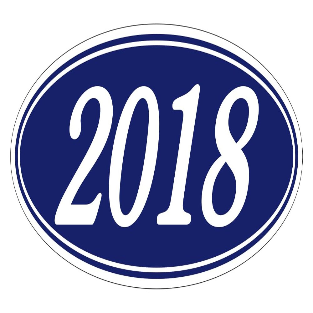 2018 Oval Year Model Stickers for Car Dealerships White on Navy Blue Vinyl Windshield Decals 14" 5-1/2" Weatherproof Removable Car Window Stickers Auto Lot Window Signs Pack of 24