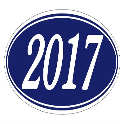 2017 Oval Year Model Stickers for Car Dealerships White on Navy Blue Vinyl Windshield Decals 14" 5-1/2" Weatherproof Removable Car Window Stickers Auto Lot Window Signs Pack of 48