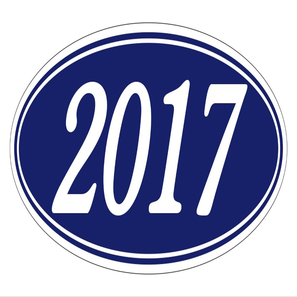 2017 Oval Year Model Stickers for Car Dealerships White on Navy Blue Vinyl Windshield Decals 14" 5-1/2" Weatherproof Removable Car Window Stickers Auto Lot Window Signs Pack of 48