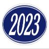 2023 Oval Year Model Stickers for Car Dealerships White on Navy Blue Vinyl Windshield Decals 14" 5-1/2" Weatherproof Removable Car Window Stickers Auto Lot Window Signs Pack of 48 view 1