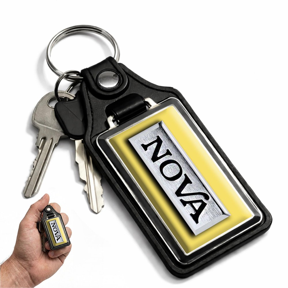 Brotherhood 1975 Compatible with Nova Custom Bright Yellow Emblem Design Keychain Key Holder Key Ring For Men Heavy Duty Car Keyring For Men and Women