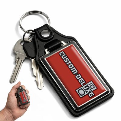 Brotherhood 1981-1988 Compatible With Custom Deluxe 10 Truck Red Emblem Keychain Key Holder Faux Leather Key Ring For Men Heavy Duty Car Keyring For Men and Women