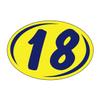 2018 Round Year Window Stickers 8" x 5.5" Blue on Yellow Vinyl - 36 Pack view 1